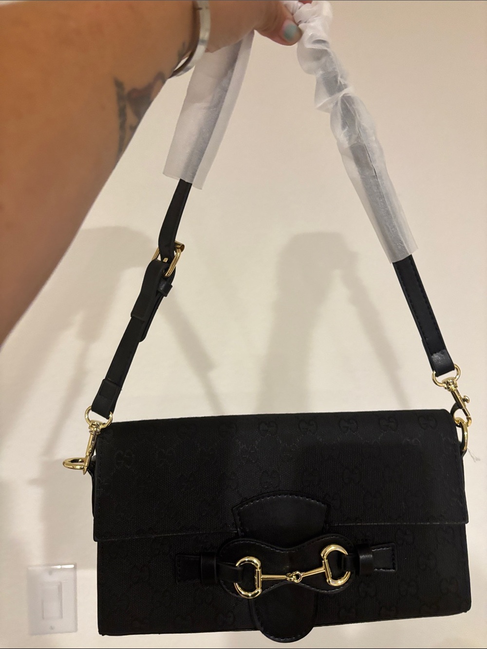 Black Continental Clutch with Gold Horsebit - Picture 5 of 6